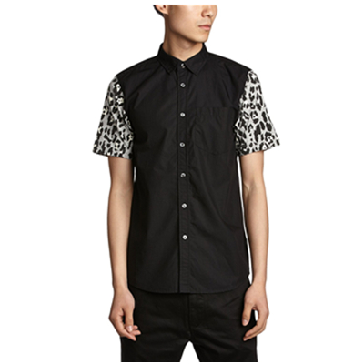 拼接豹纹！i.t izzue 男式 梭织休闲 衬衫  IZXSTIN8966