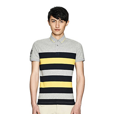 历史好价！GXG男式格纹拼接短袖POLO衫