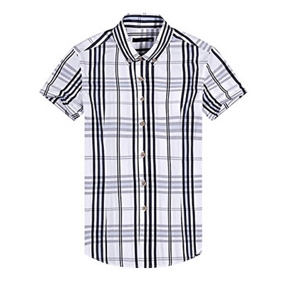 差价明显！GXG男式纯棉格纹休闲短袖衬衫