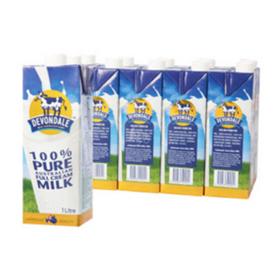 进口牛奶！德运 全脂牛奶 1L*10 整箱装