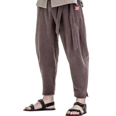 中国禅意!意树中国风亚麻宽松小脚长裤子