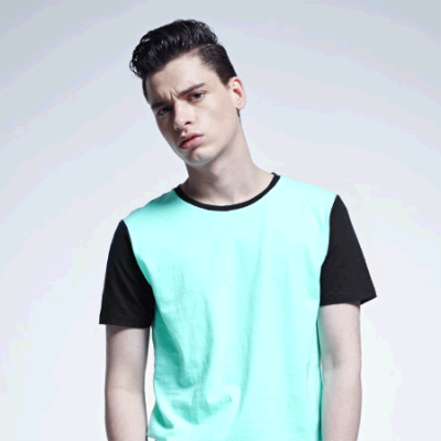 小清新蓝!viishow2015夏装新款拼接撞色短袖T恤