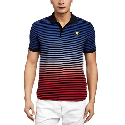 历史新低！Chevignon男式渐变条纹短袖POLO衫