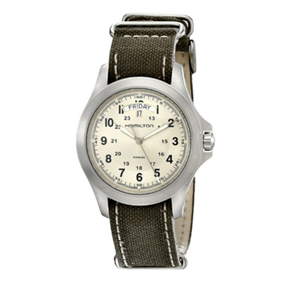 卡其野战！汉密尔顿Hamilton H64451823石英男表