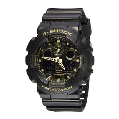 帅气黑金！Casio 卡西欧男子 GA-100CF-1A9CR 双显防水迷彩手表