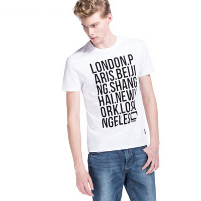 白色好价！JackJones杰克琼斯男式纯棉印花T恤