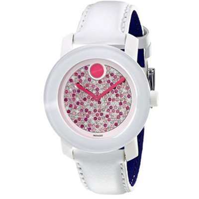 彩粉水晶！摩凡陀Movado 3600262石英女表