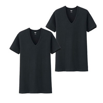 小码福利！UNIQLO/优衣库男式纯棉V领T恤2件装