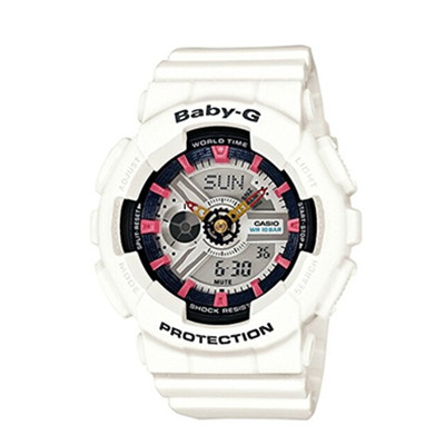 简约白色！卡西欧Casio BA110SN-7A Baby-G时尚女表