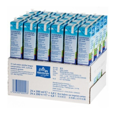 客户端好价！德国欧德堡 全脂纯牛奶200ml*24盒