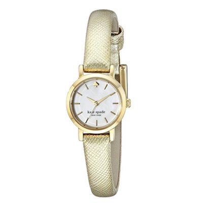 时尚！kate spade Gold Tiny Metro真皮女表