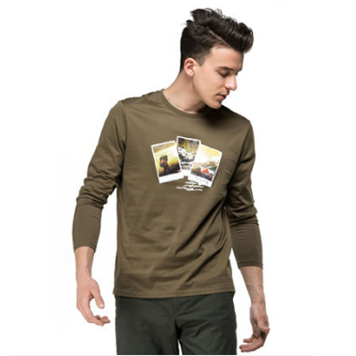 简约得体！Northland/诺诗兰男式纯棉沃尔长袖T恤