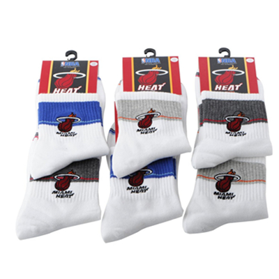 实惠！梦娜 NBA刺绣热火队运动袜 男式 袜子6双装 E030