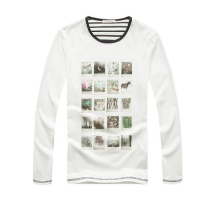 白色新低！马克华菲男式纯棉印花长袖T恤