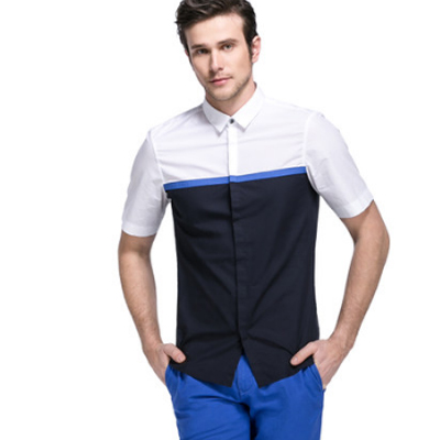 历史好价！JackJones杰克琼斯男式纯棉拼接短袖衬衫