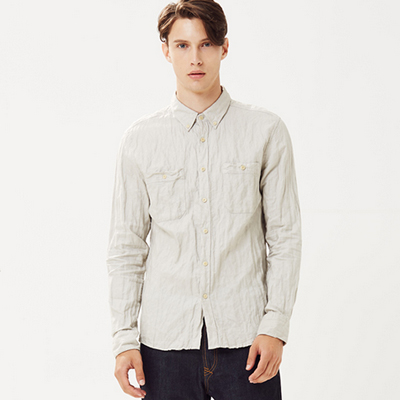 历史新低！MECITY男式棉质抓皱长袖衬衫523164