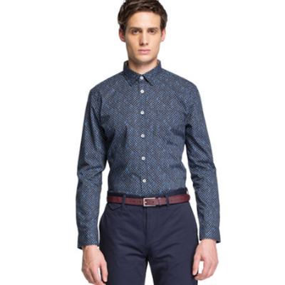 历史好价！SELECTED思莱德男式纯棉印花衬衫