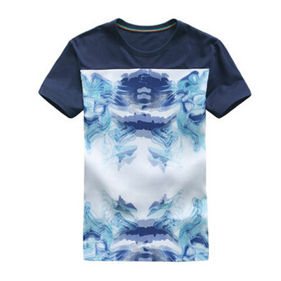 抽象印花！马克华菲男式修身时尚圆领T恤