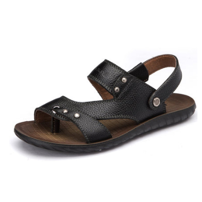 历史新低！奥康男式真皮露趾休闲凉鞋