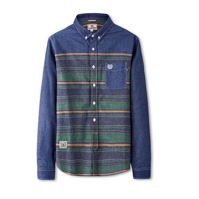 修身条纹！马克华菲SHAKE男式纯棉长袖衬衫