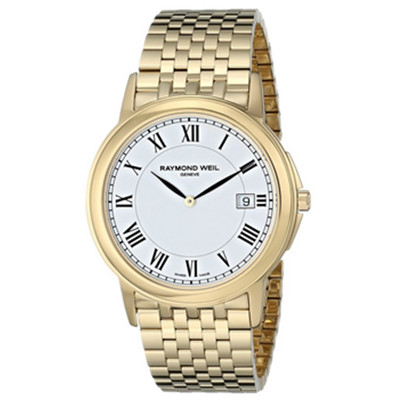 典藏镀金！Raymond Weil 5466-P-00300石英男表