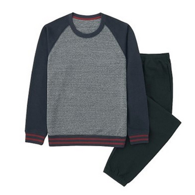 休闲轻便！UNIQLO优衣库男式长袖起居套装