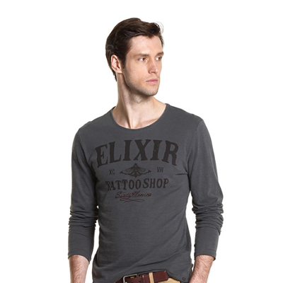 简约款！Esprit旗下edc男式棉质印花长袖T恤