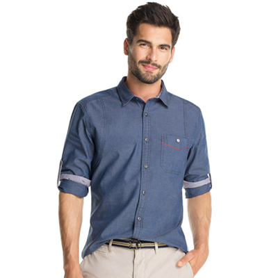 休闲百搭！Esprit旗下edc男式单袋长袖衬衫