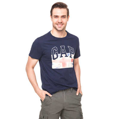 国旗印花！Gap纯棉国旗印花徽标圆领短袖T恤982320