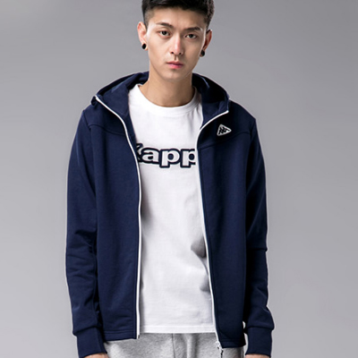 蓝色好价！Kappa男式修身开衫运动外衣