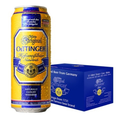 满减好价！奥丁格 自然浑浊型小麦啤酒 500ml*12罐*2