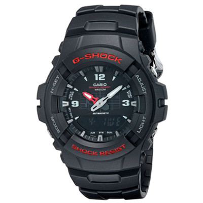 再降！CASIO 卡西欧 G100-1BV 指针数字双显手表