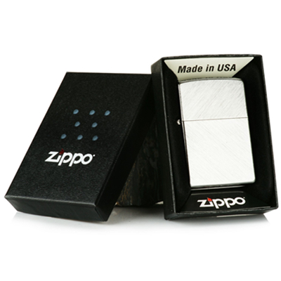 历史好价！Zippo 打火机 铬交叉斜纹对角线拉丝  24648