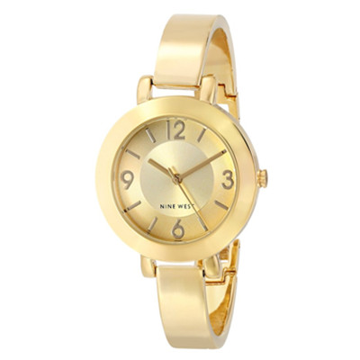 时尚精致！Nine West 玖熙 NW/1630CHGB 女士金属色手镯表