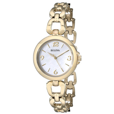 时尚优雅！Bulova 宝路华 97L138 珍珠母贝镀金女表