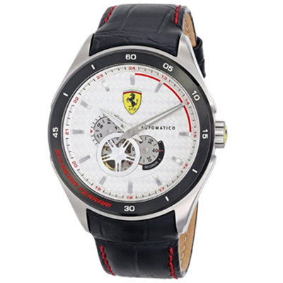 碳纤维表盘！法拉利Ferrari 0830098 镂空机械男表