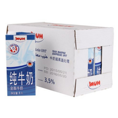 价格实惠！MUH甘蒂牧场全脂牛奶1L*12(德国进口)
