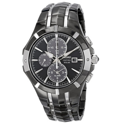 机械酷黑！精工Seiko SSC199 男士三眼计时光动能手表