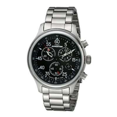 新低！Timex/天美时T49904 远征探险系列三眼计时钢带男表