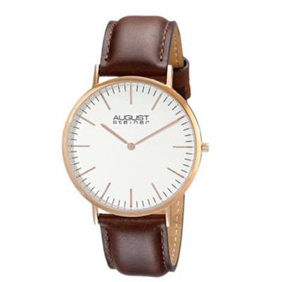 真皮好表！August Steiner AS8084XRG 男子棕色时尚手表