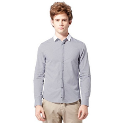 款式精致！GIORDANO佐丹奴 男式修身拼接衬衫