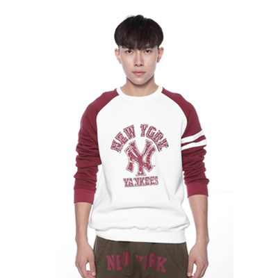 历史好价！美职棒 圆领拉绒插肩袖撞色长袖T恤 A4188