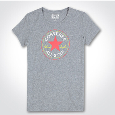 实惠！CONVERSE圆领撞色印花短袖T恤 女款 10867C