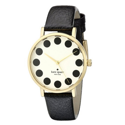 经典桃心！kate spade Black Dot Metro 女款黑点时尚手表