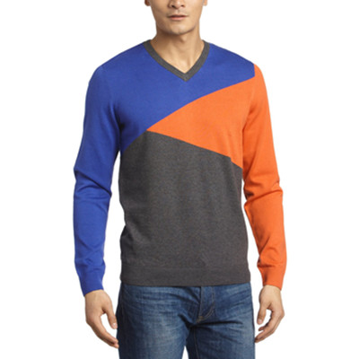三色齐降！edc男士时尚V领撞色针织套头衫OD5307F
