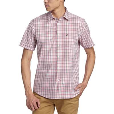 近期好价！Nautica诺帝卡男式短袖休闲衬衫W51223SEC