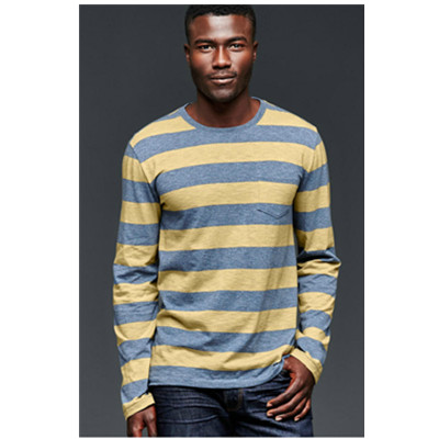 经典条纹！Gap棉质百搭宽条纹混色单袋长袖T恤534639