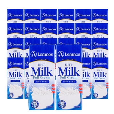 实惠！Lemnos兰诺斯超高温处理全脂纯牛奶200ml*24
