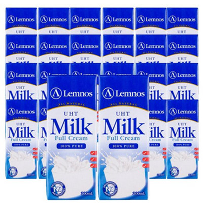 原装进口！Lemnos超高温处理全脂纯牛奶200ml*24