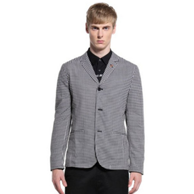 英伦休闲！Trendiano 薄格子长袖小西装外套 3121040100931